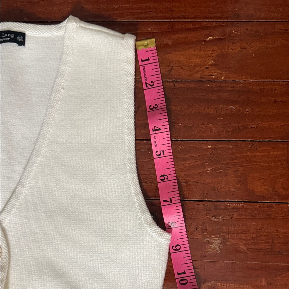Emerson Lang Elegant White Sleeveless Button-Down Sweater Vest NWT - Picture 7 of 8
